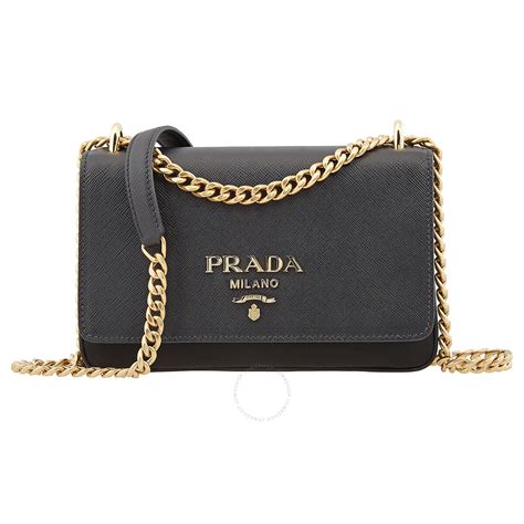 Prada Ladies Pattina Tessuto Leather Crossbody 